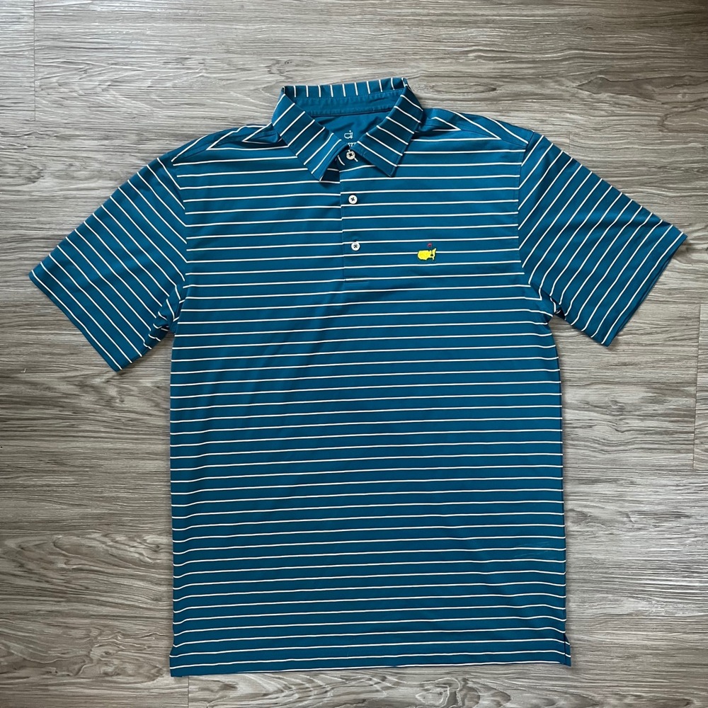 Masters Tech Mens Golf Polo Shirt Blue White Striped Size M MT2005-201